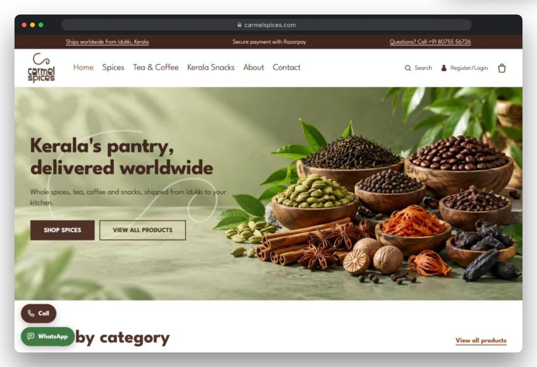 carmelspices.com in a desktop browser